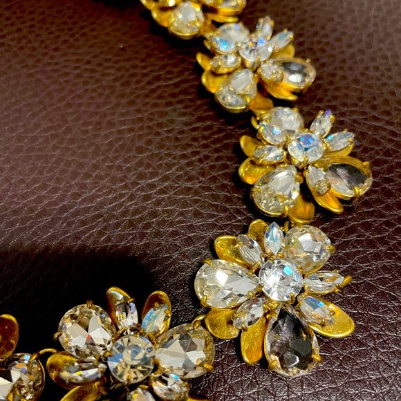 Crystal and Gold Flower Statement Necklace J. Crew - Picture 2 of 6